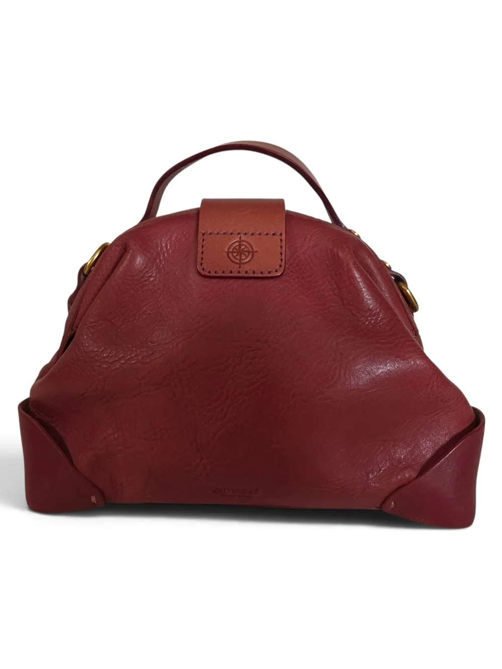 Burgundy Leather Purse with Embissed Detachable Strap